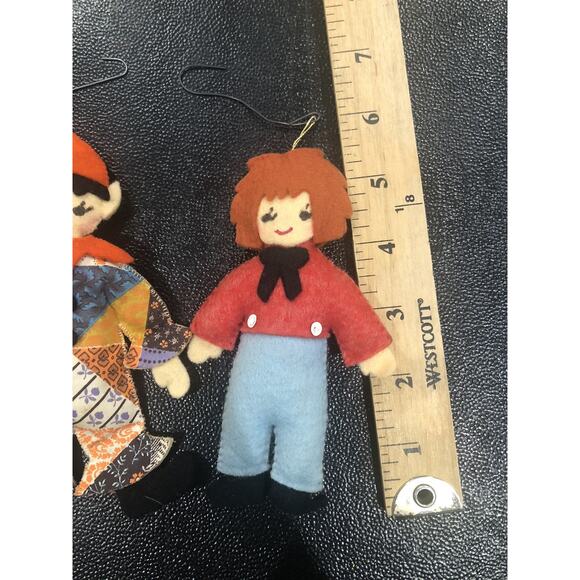 Vintage Handmade Christmas Ornaments Patchwork Elf And Child - Picture 2 of 6